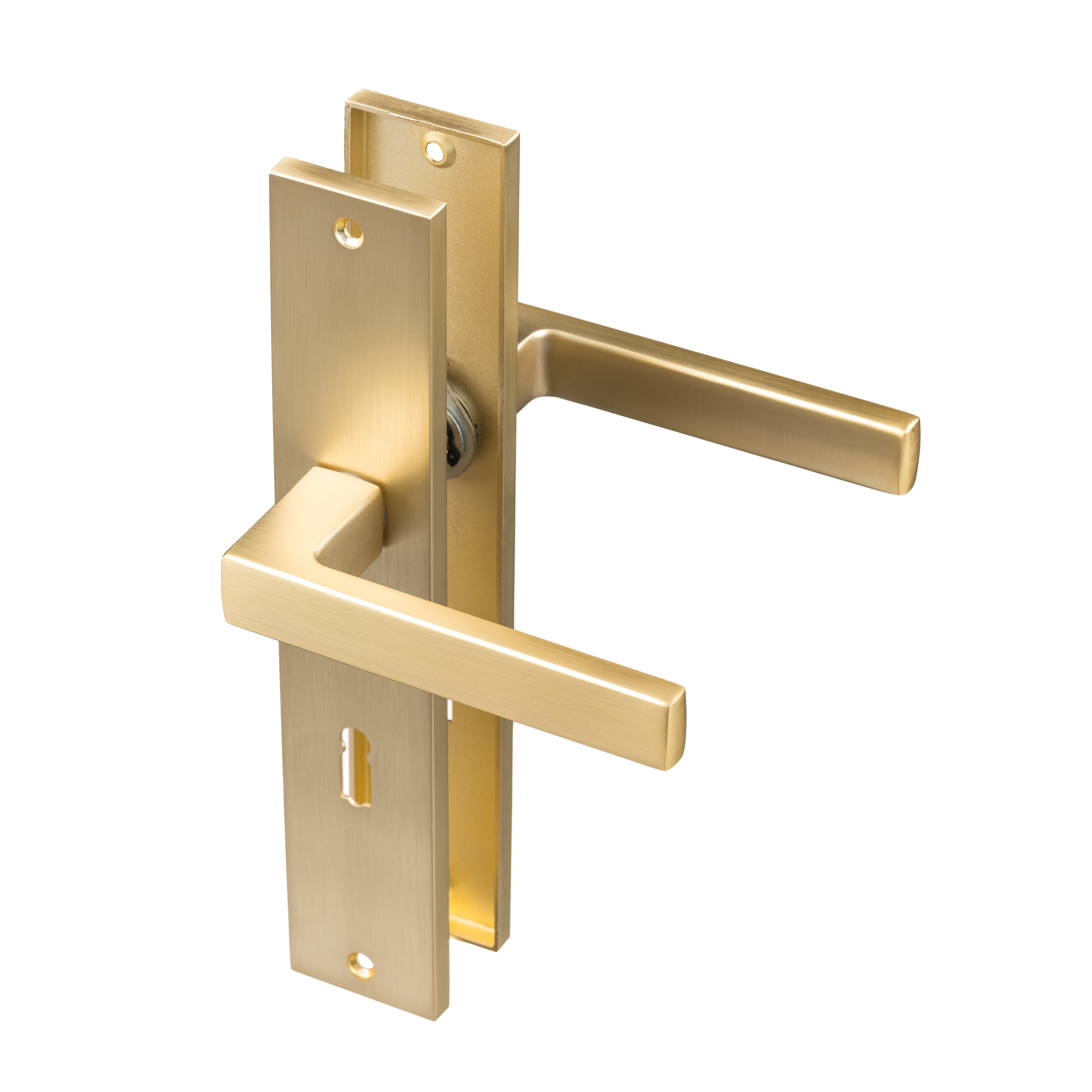 Ostiumhome® Alassio Deurklink op Schild met Sleutelgat- 72mm - Deurbeslag met Sleutelgat- 72mm - Geschikt voor Binnendeuren - Mat Goud