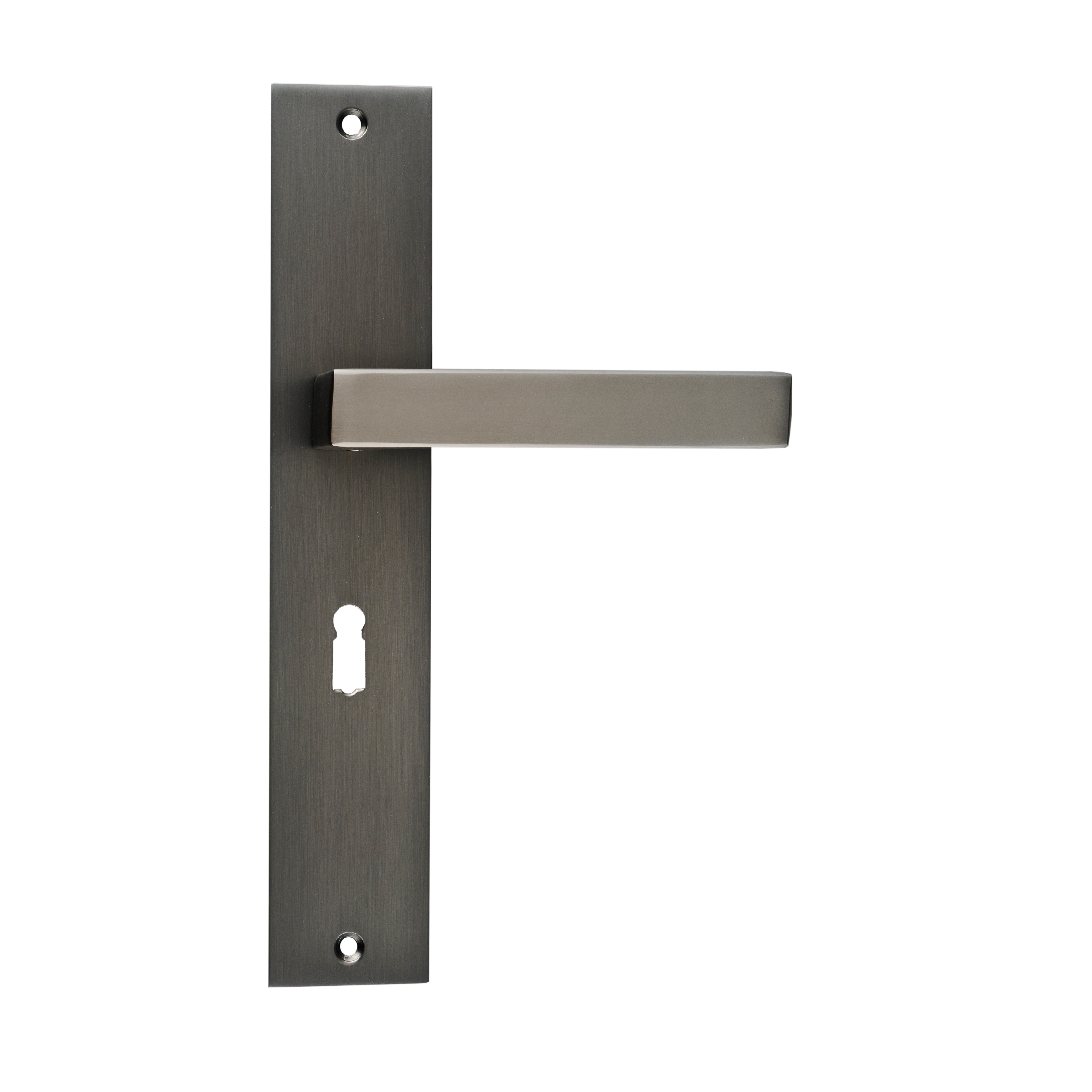 Ostiumhome® - Deurbeslag-  Deurklink op schild met Sleutelgat 56mm - Gun Metal - Fano