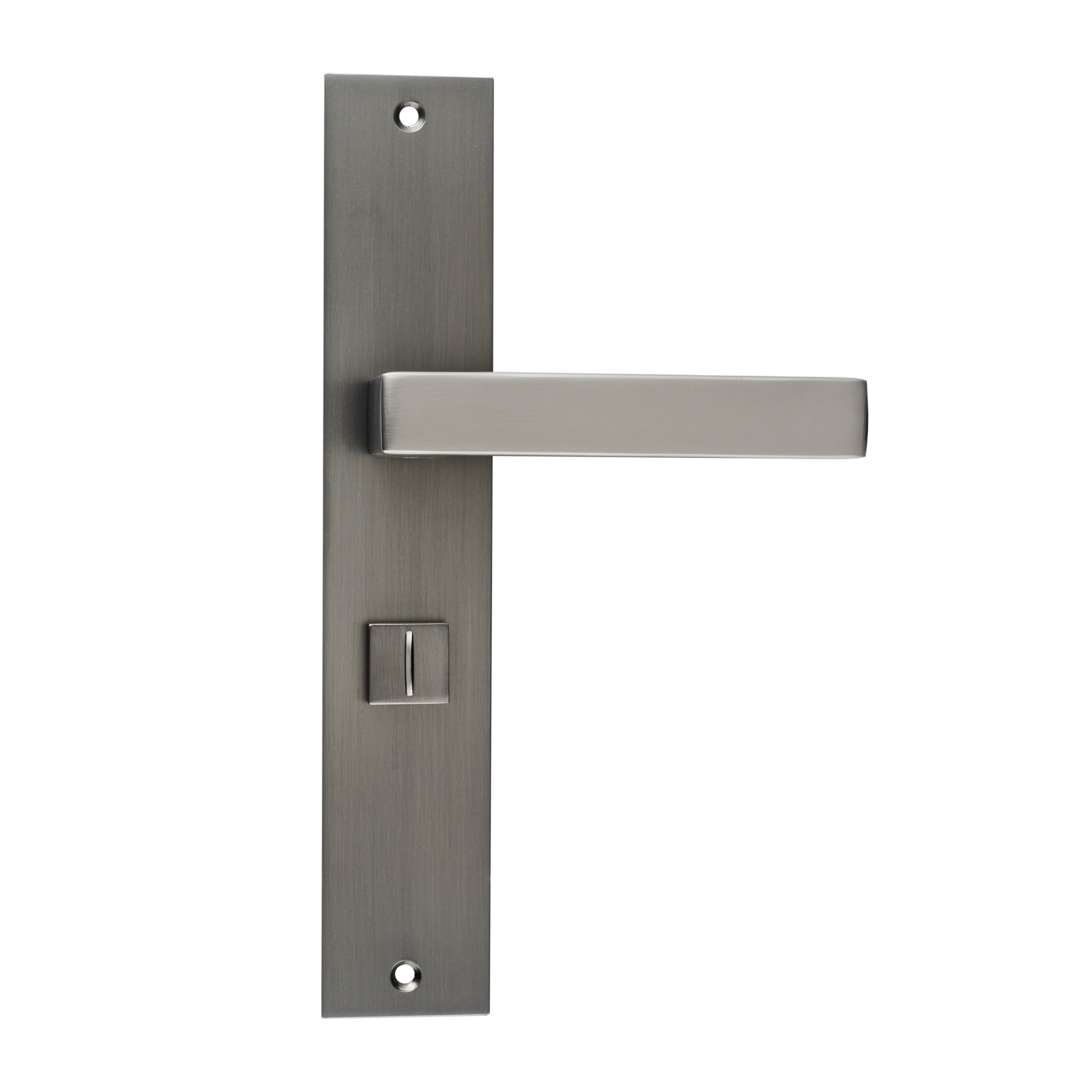 Ostiumhome® - Deurbeslag-  Deurklink op schild met WC Slot 64 mm- Gun Metal - Fano