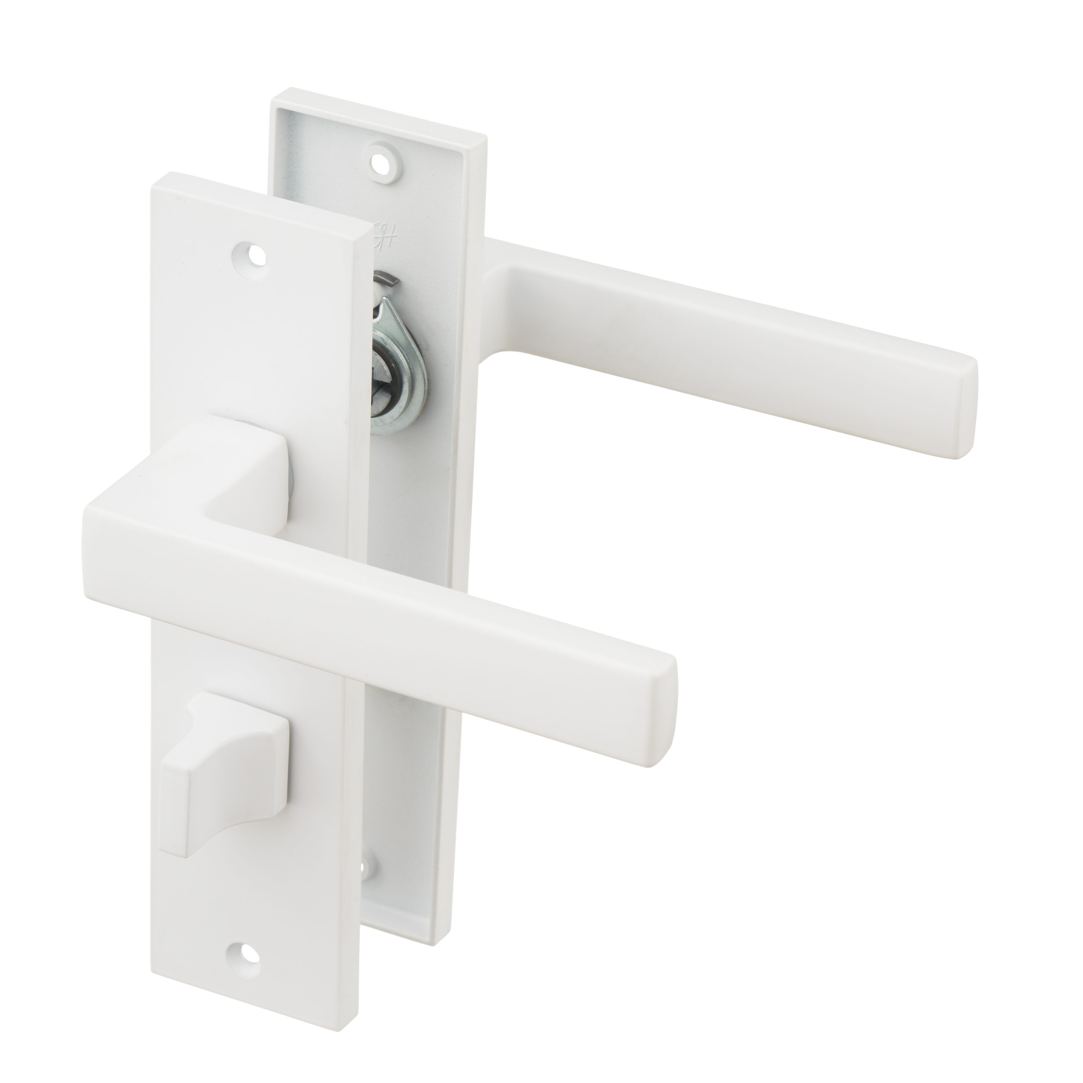 Ostiumhome® - Deurbeslag-  Deurklink op kort schild met WC Slot 64 mm- Wit - Arezzo