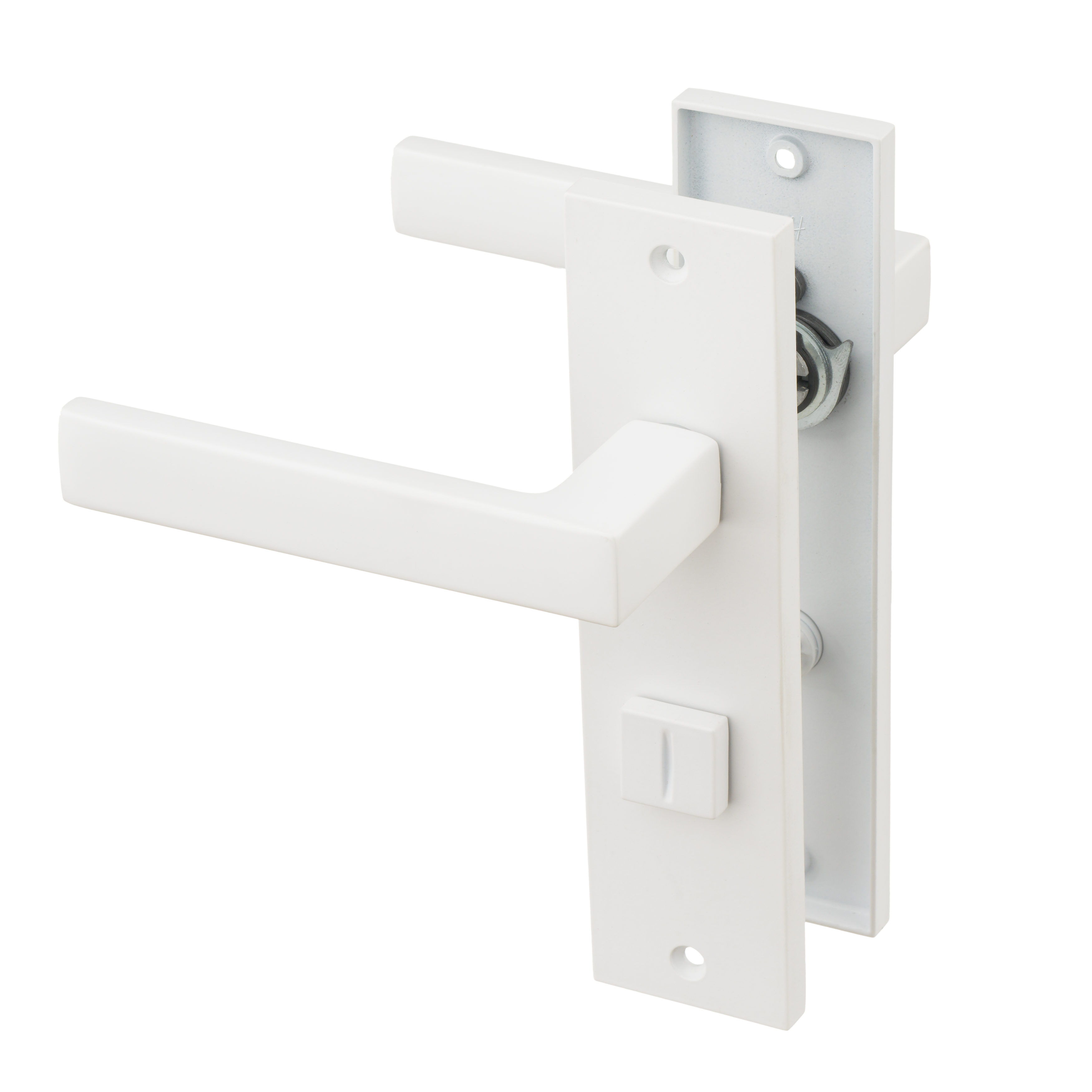 Ostiumhome® - Deurbeslag-  Deurklink op kort schild met WC Slot 64 mm- Wit - Arezzo