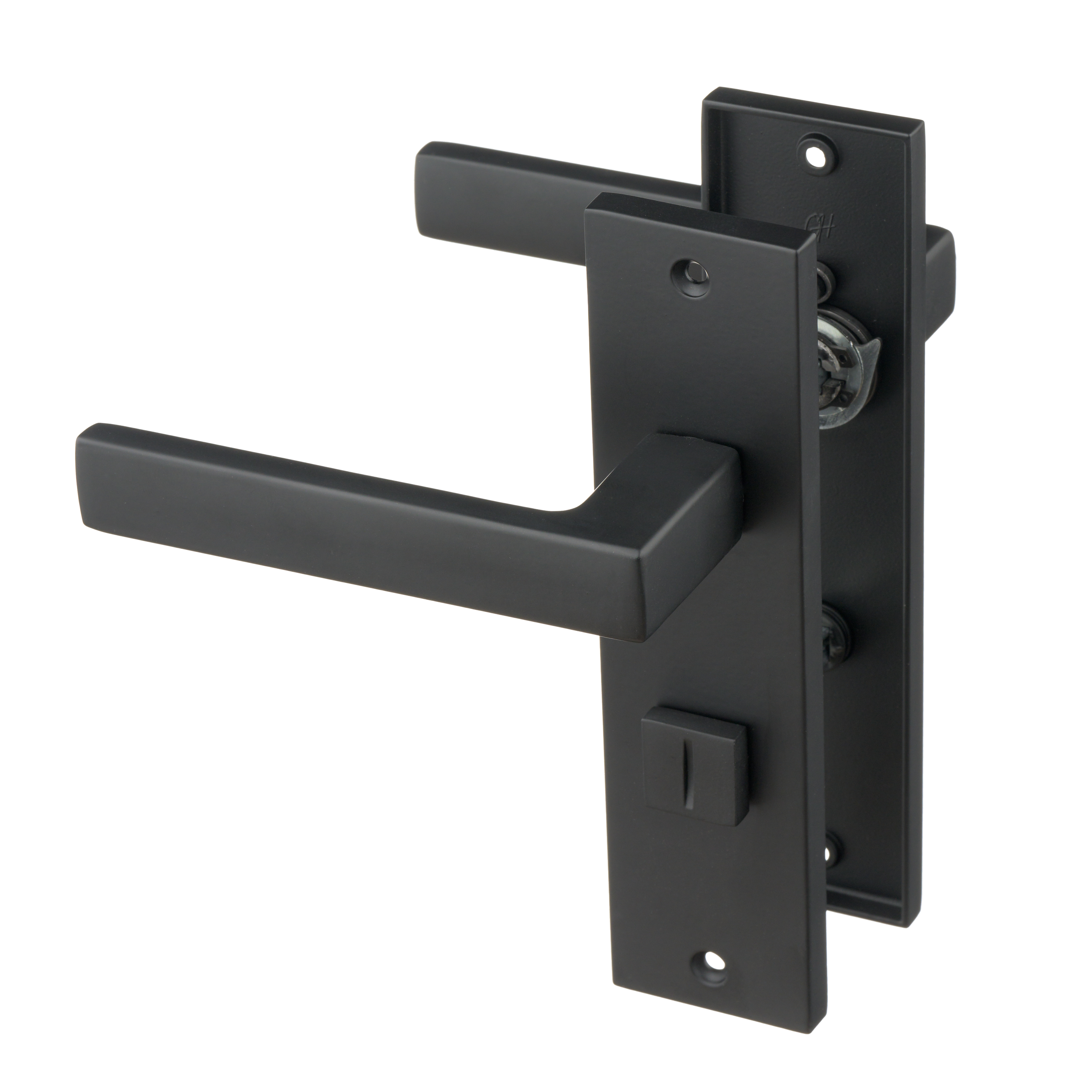 Ostiumhome® - Deurbeslag-  Deurklink op kort schild met WC Slot 64 mm- Mat Zwart - Ravello