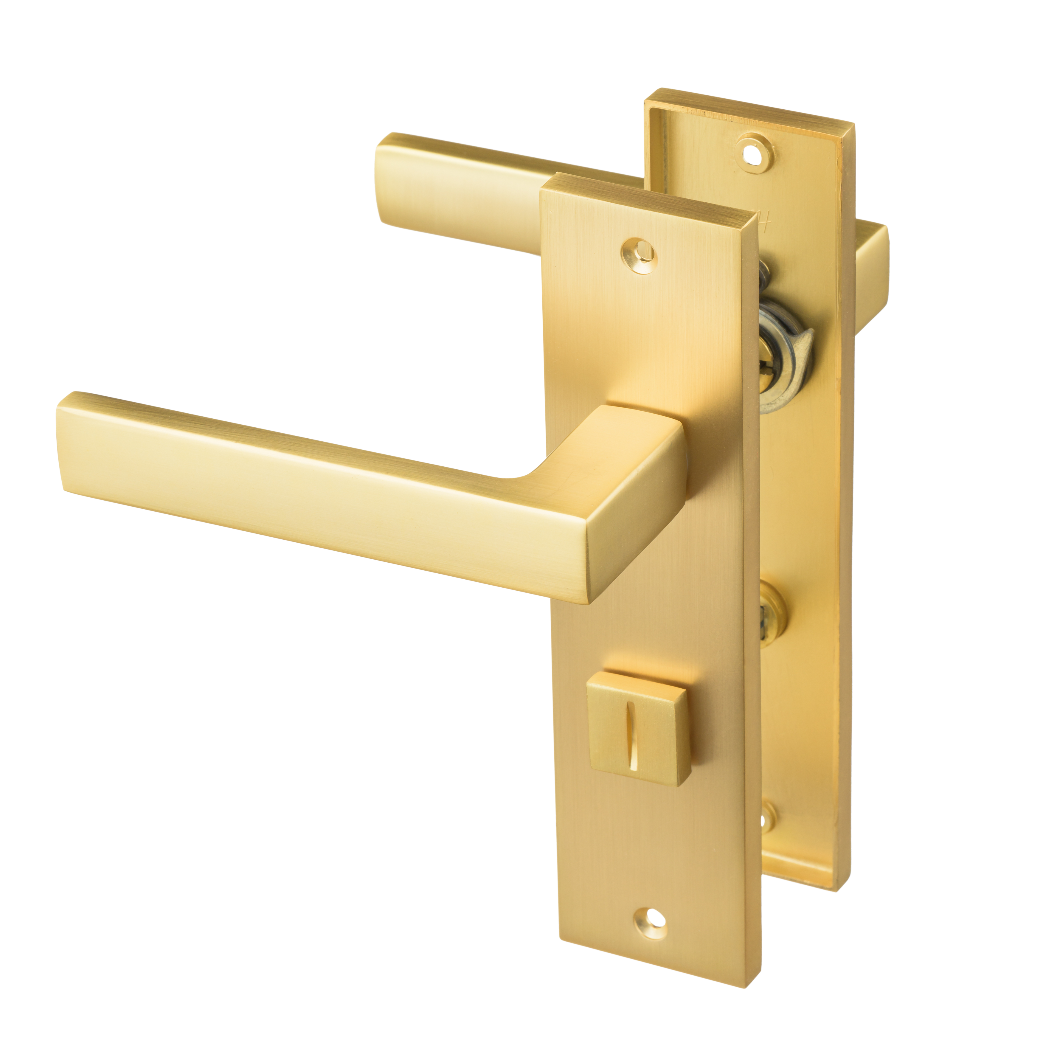 Ostiumhome® - Deurbeslag-  Deurklink op kort schild met WC Slot 64 mm- Mat Goud - Avola