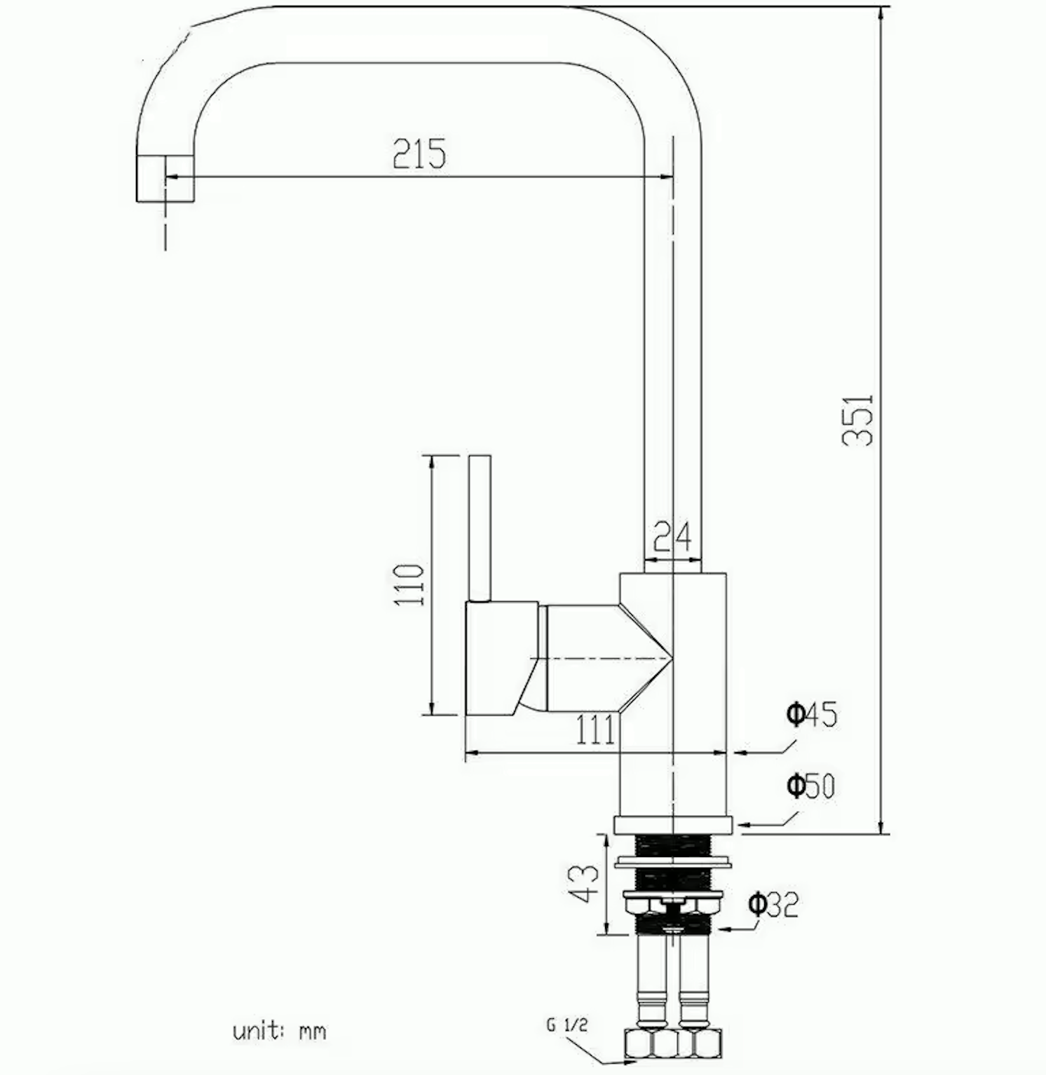 Savona - Edelstahl Silber - Küchenarmatur - Mischbatterie - inklusive Montagematerial