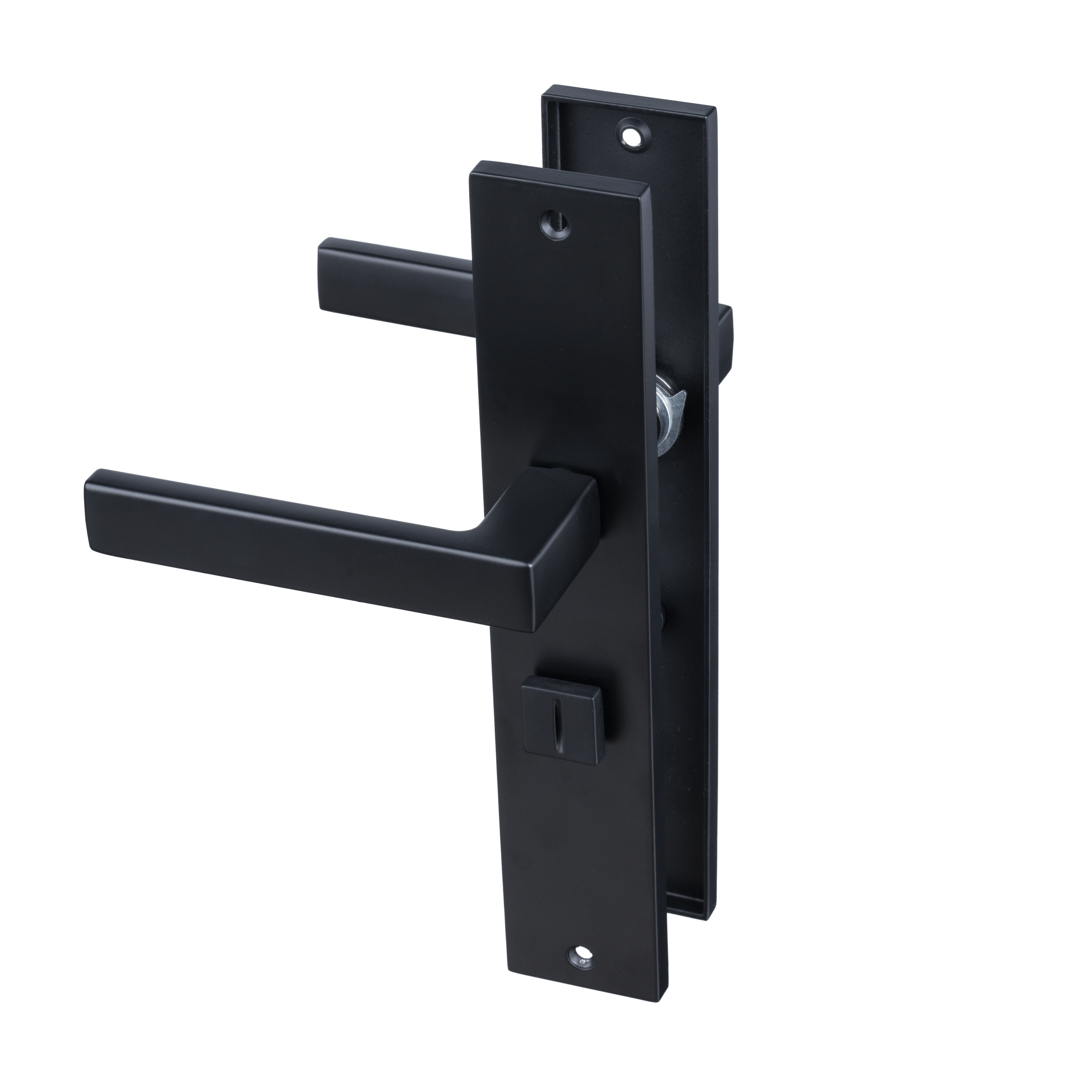 Ostiumhome® Veneto Poignée de porte sur bouclier avec serrure WC - Ferrure de porte avec serrure WC - 63 mm - Convient aux portes intérieures - Noir Mat